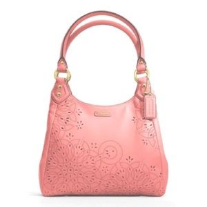 EUC Coach Ashley Maggie Tossed Leather Laser Cut Eyelet Bag